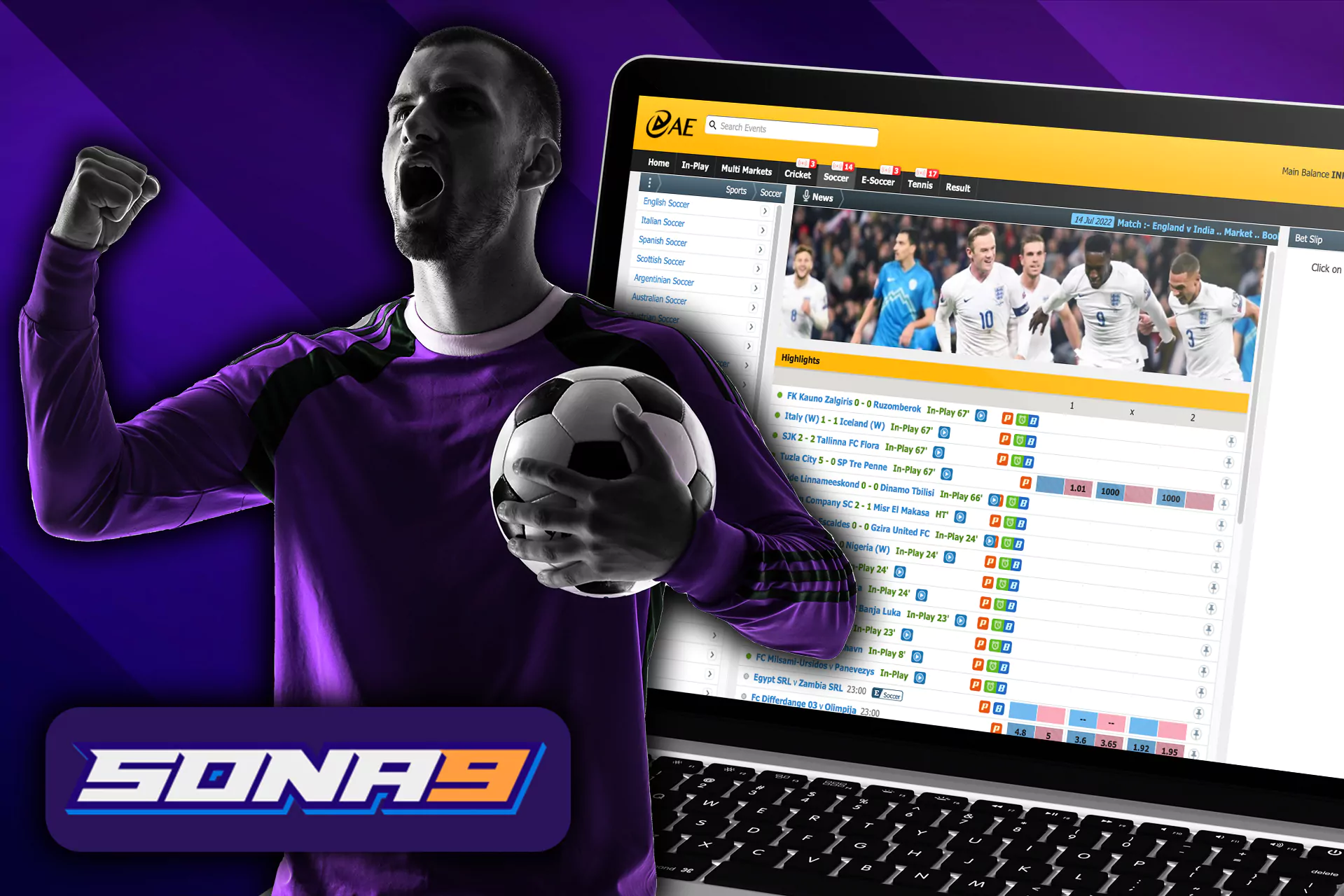 Place a bet on your favourite football team and win big prize at Sona9.