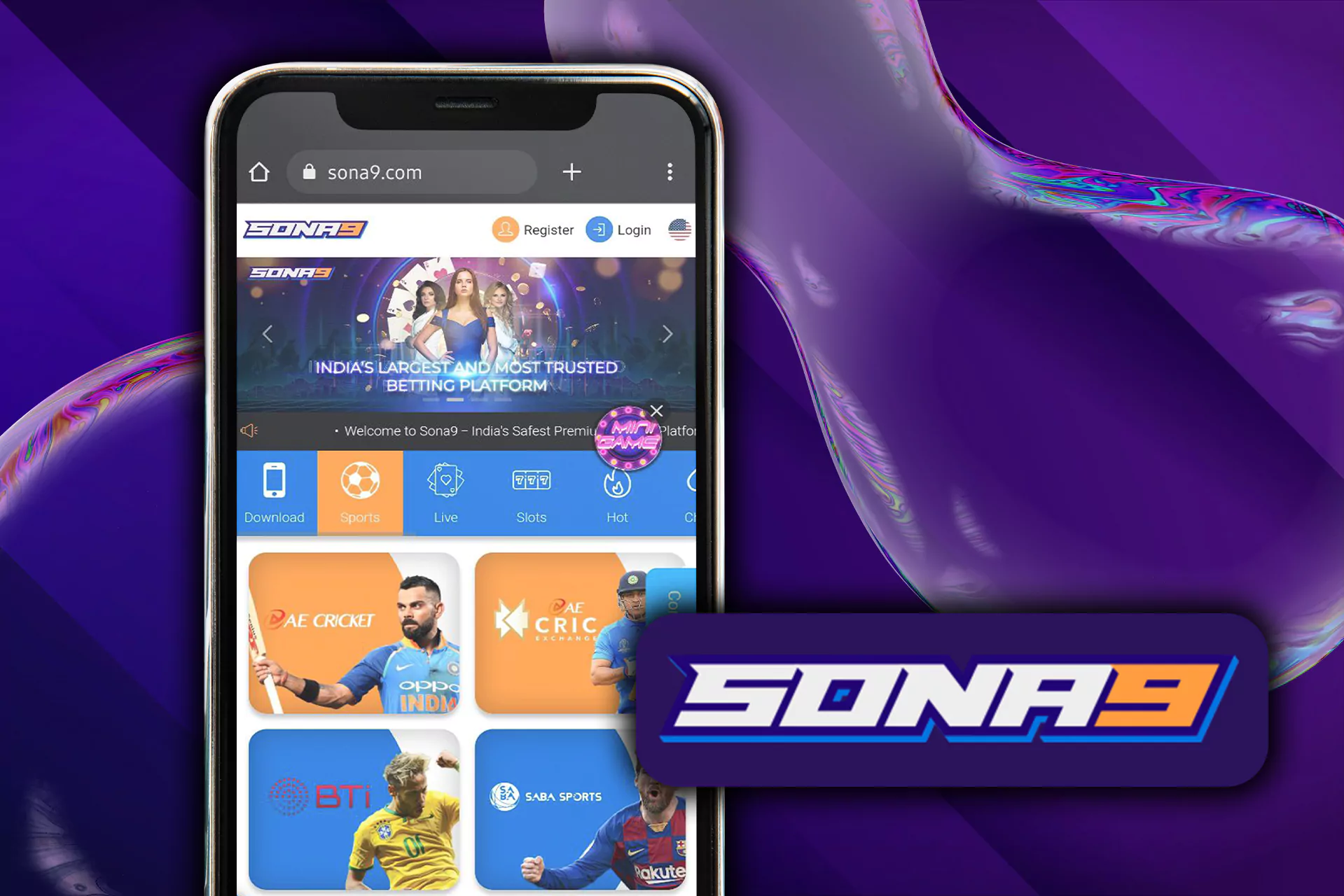 You can bet in the Sona9 mobile version instead of the app.