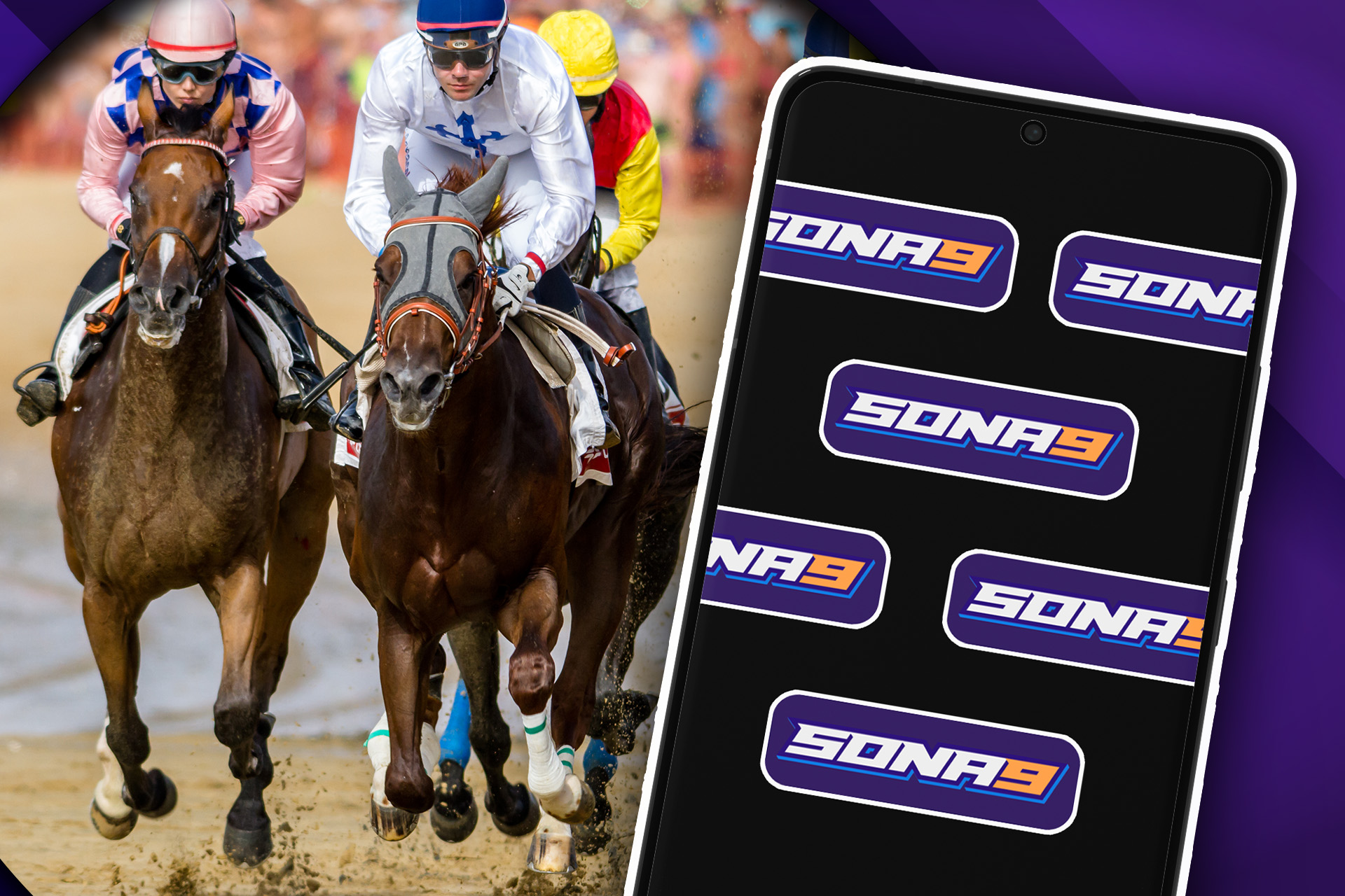 Download the Sona9 app and bet on horse racing via your smartphone.